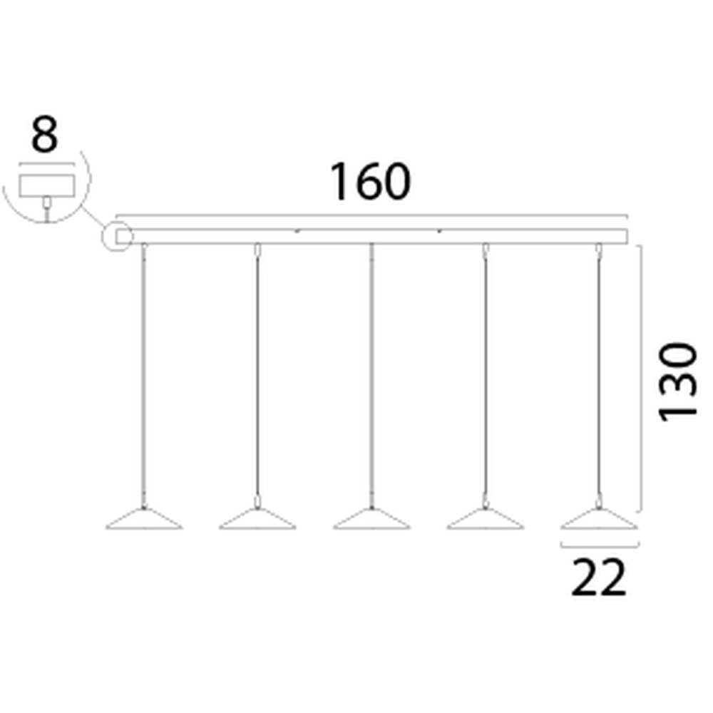 Lampe suspendue à 5 lumières Ceppo nickel Ø 22cm Masterlight 8718121358574