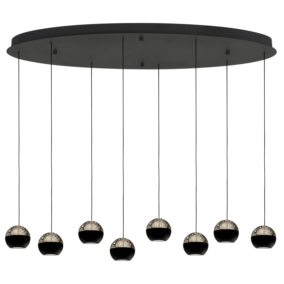 Lampe suspendue ovale Belluno LED 8 voyants - Noir Steinhauer 8712746184006