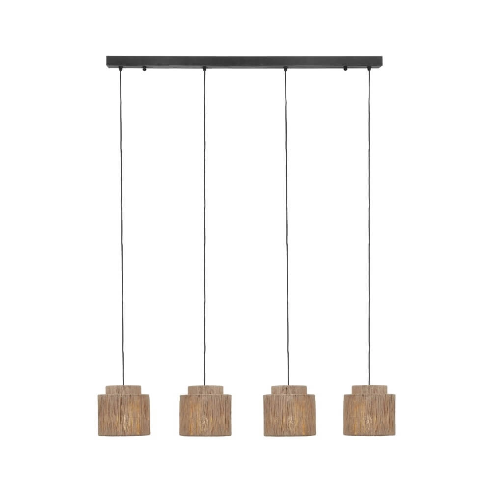 Lampe suspendue pour salle à manger Smilla avec capuchons en corde Trio 4017807617689