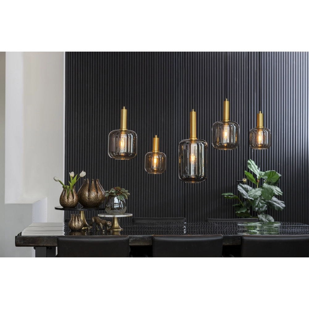 Lampe pendante de table à manger Lekar 5x E27 - laiton avec verre fumé Light & Living 8717807601461