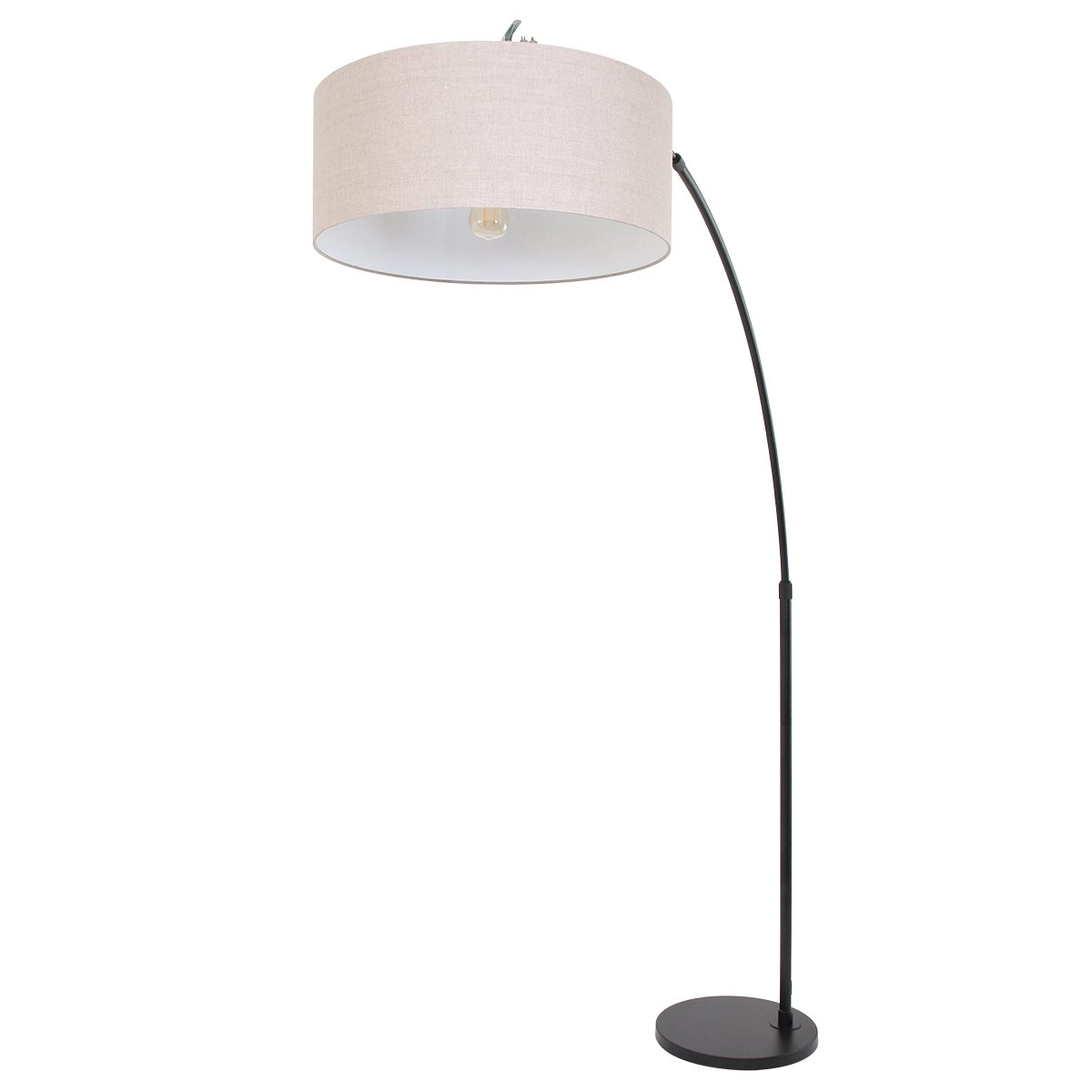 Lampe à arc Gramineus 50 noir avec abat-jour en lin Lampe à arc Gramineus 50 noir avec abat-jour en lin