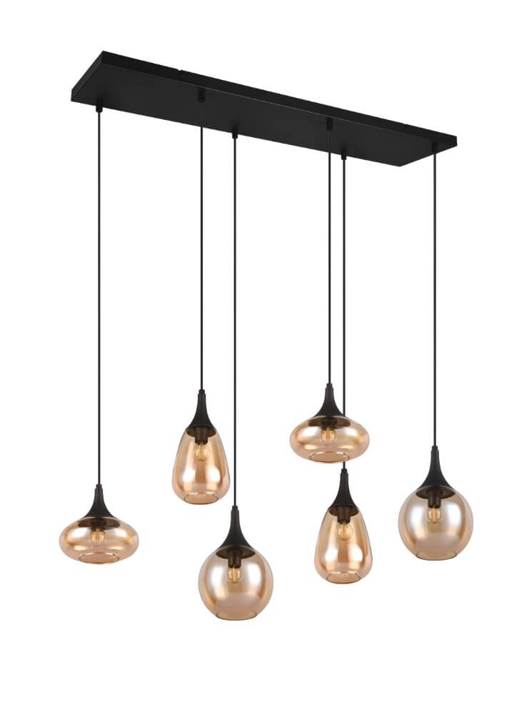 Lampe suspendue 6 lumières Lumina avec verre ambré Trio 4017807577730