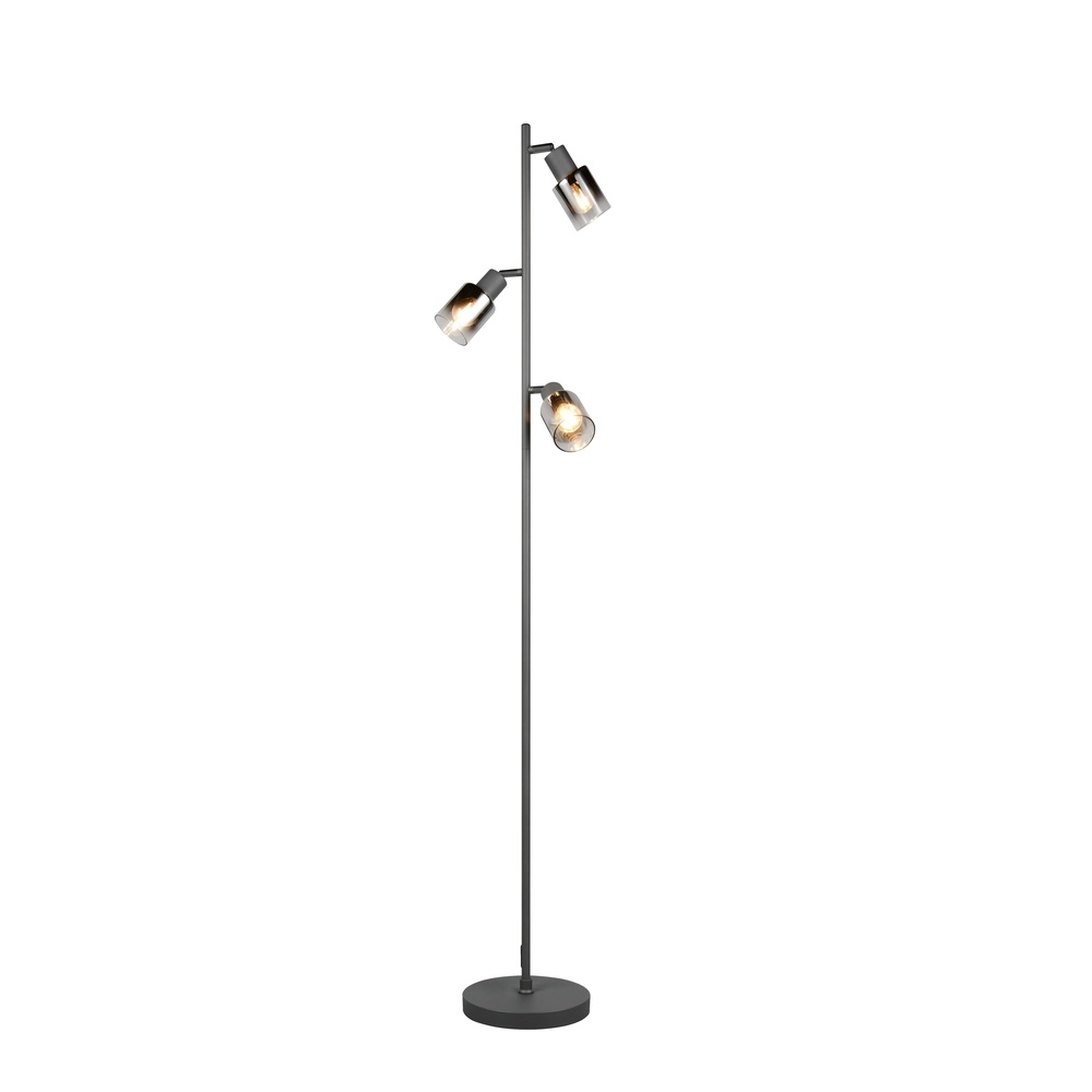 Lampadaire Cadiz Verre fumé à 3 lumières Trio 4017807653496