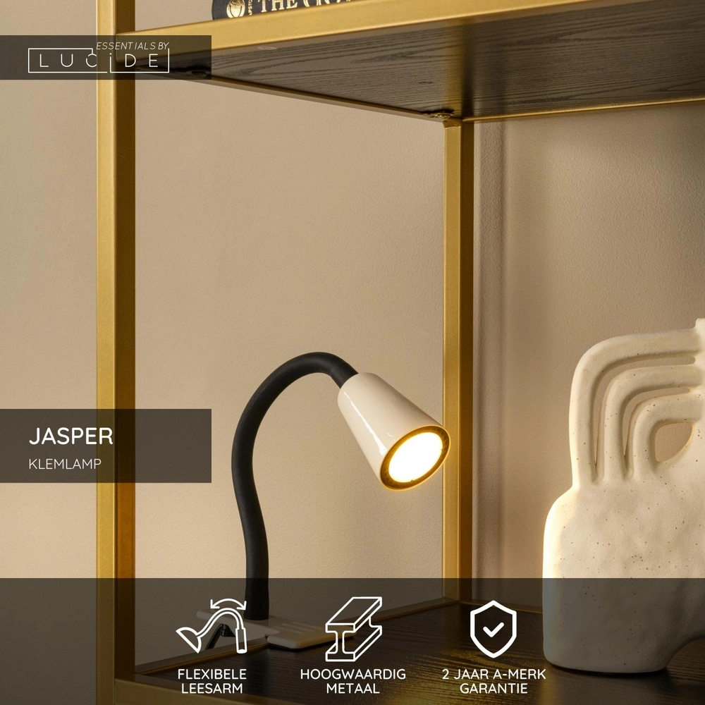 Lampe à pince Jasper brun sable Lucide 5411212650283
