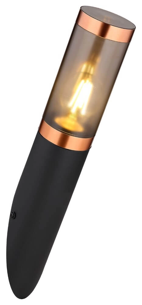 Lampe d'extérieur Boston noir avec du cuivre rouge