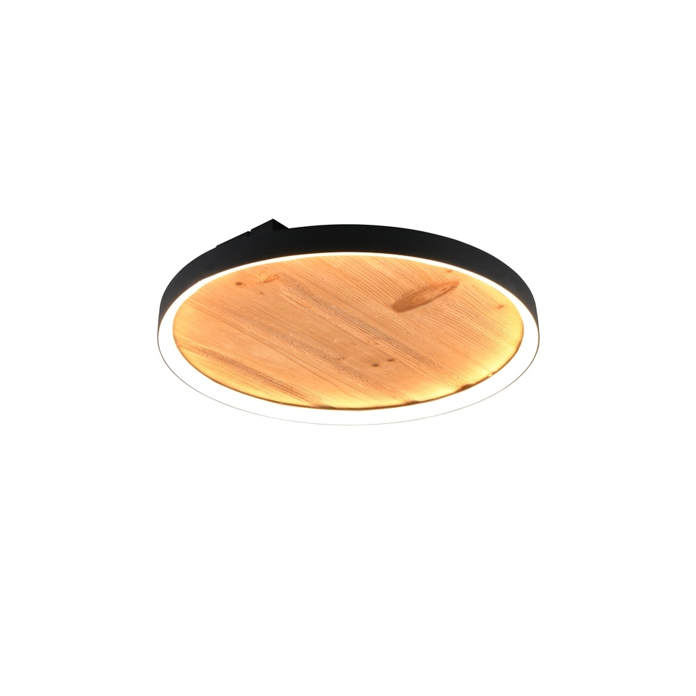 Lampe de plafond Kalea noir avec bois