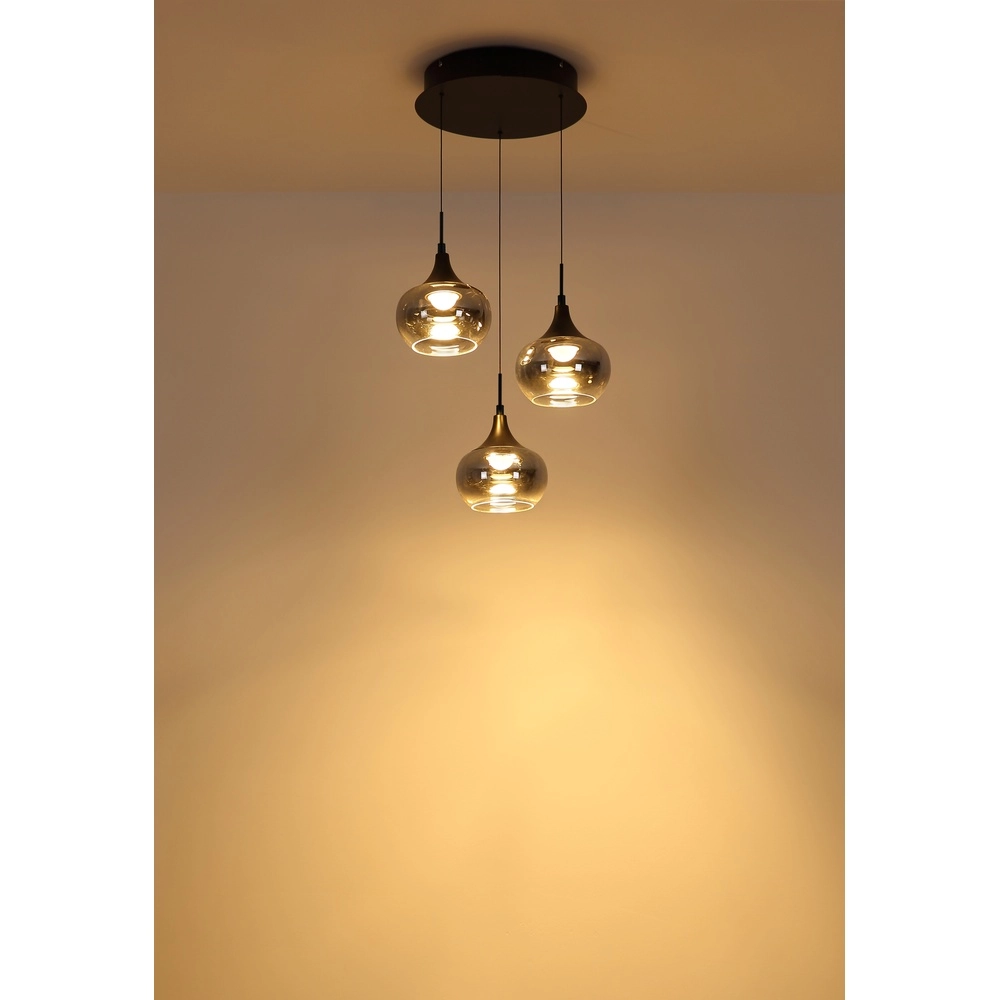 Lampe pendante de conception Lui Noir à 3 lumières Globo 9007371586608