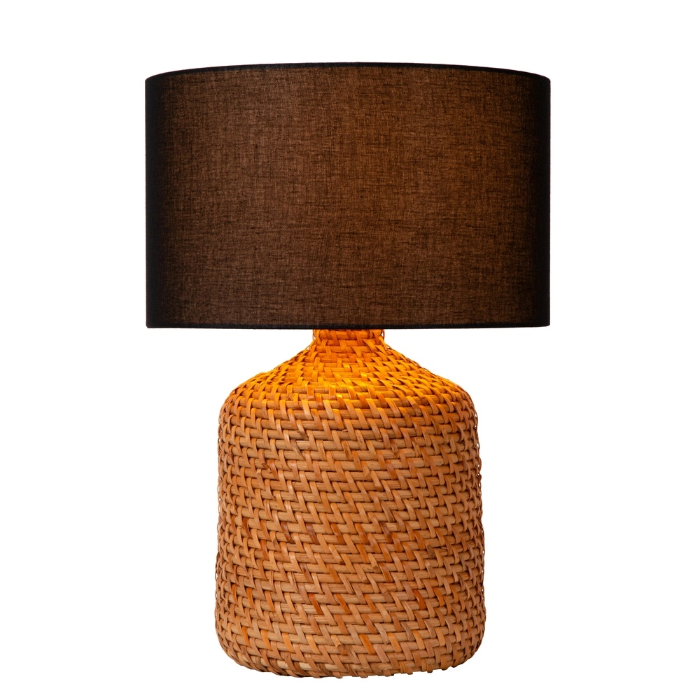 Lampe de table Arrah Ø 35cm - herbiers marins avec calotte noire