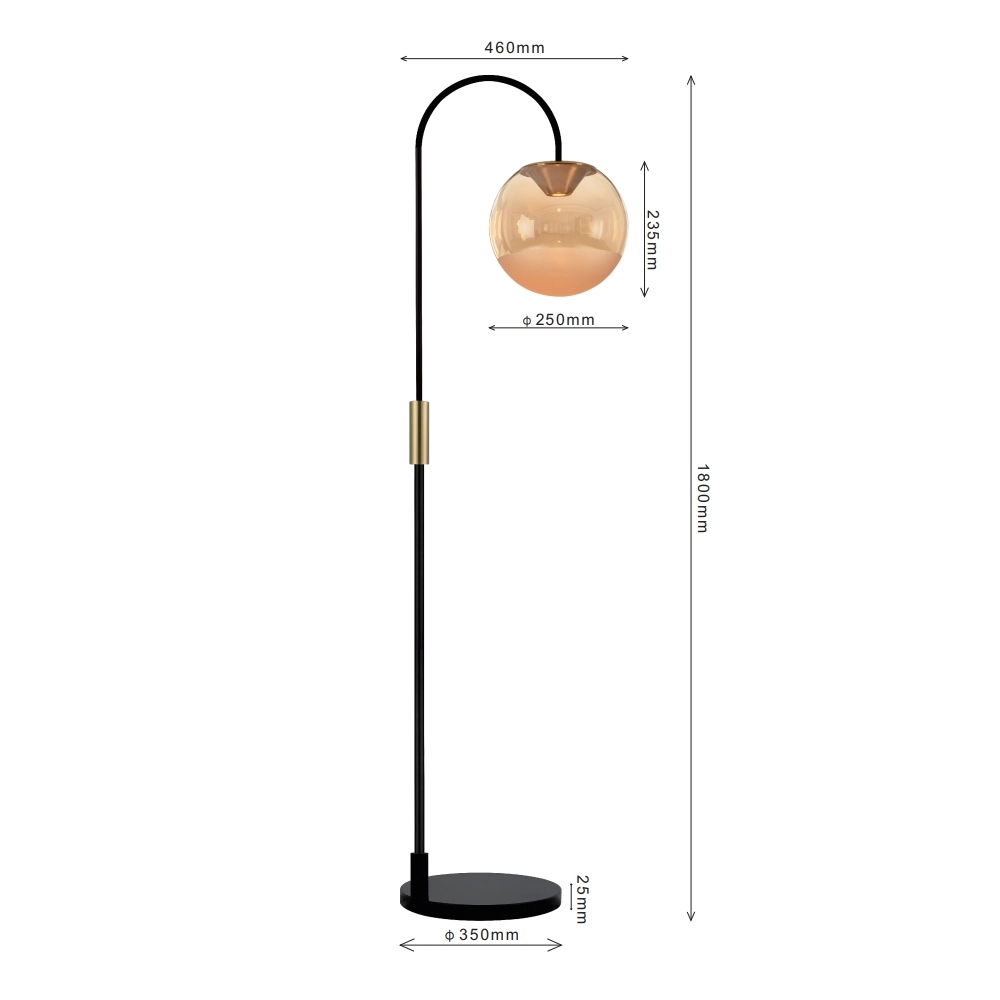Lampe sur pied avec boule en verre Yvonne ETH 8720195311669