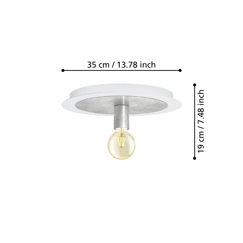 Lampe de plafond unique Passano Single blanc et argent Eglo 9002759974947