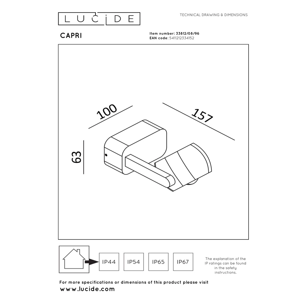 Lampe murale de conception Capri Café brun Lucide 5411212334152