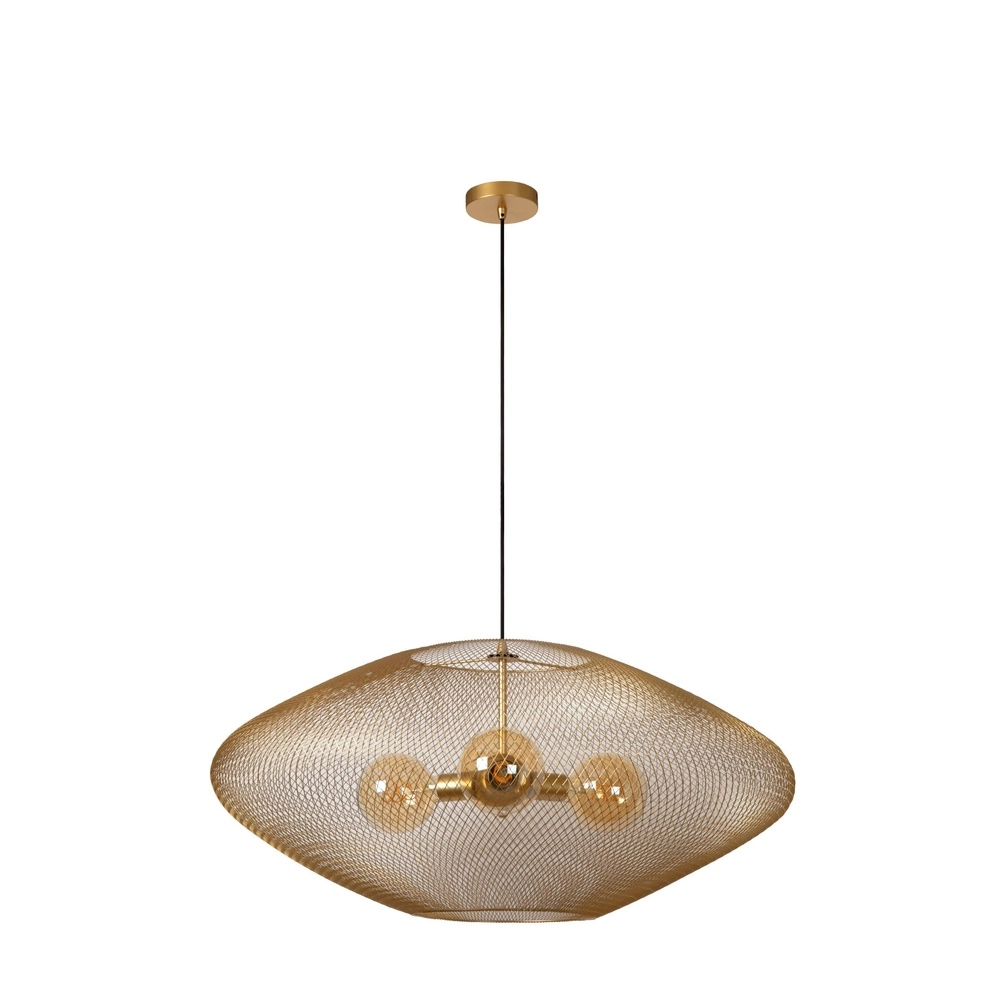 Lampe pendante en maille Mesh Ø 85 cm d’or pour le grenier