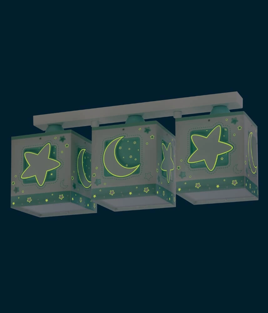 Plafonnier chambre d'enfant Moonlight Turquoise 3 lumières Dalber 8420406000404