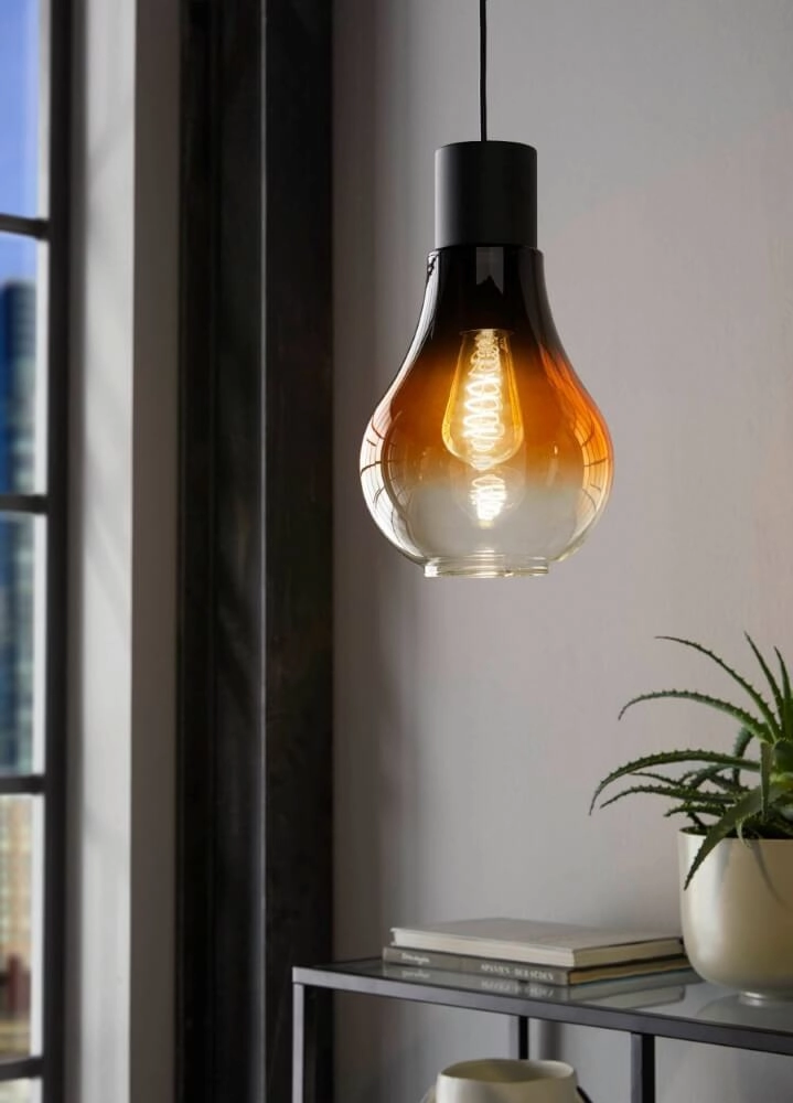 Lampe à suspension en verre ambré Chasely Ø 20 cm Eglo 9002759434595