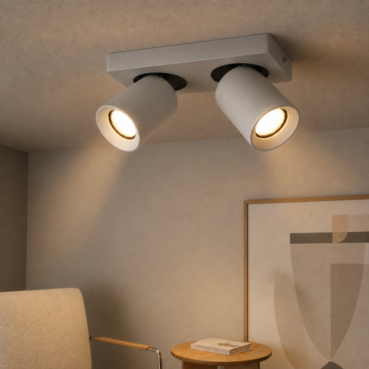 Spot orientable en saillie Megano double gris