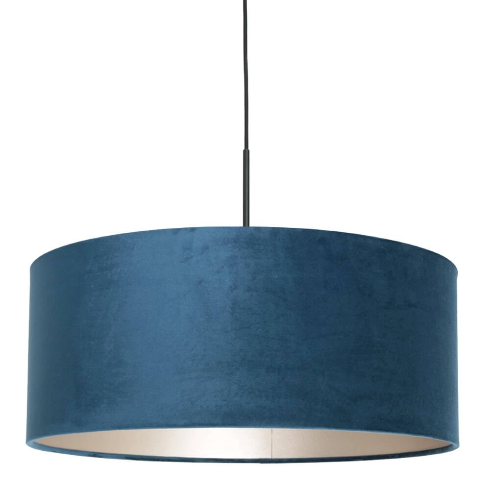 Lampe suspendue Sparkled noir avec velours bleu