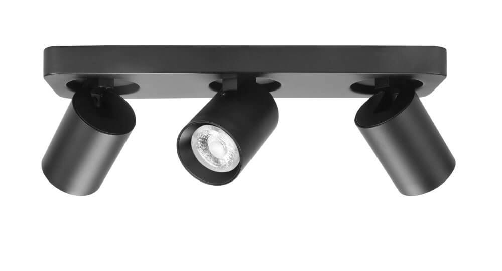Spot triple en saillie Oliver noir mat