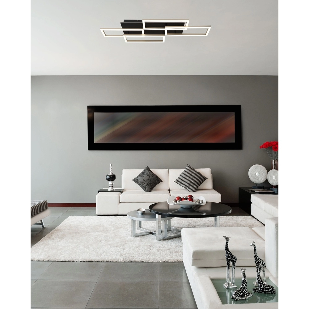 Lampe de plafond à design Jeffry noir avec brun sable Globo 9007371522835
