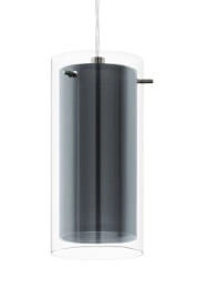 Lampe suspendue salle à manger Pinto Textil 4 lumières avec verre fumé Eglo 9002759992873