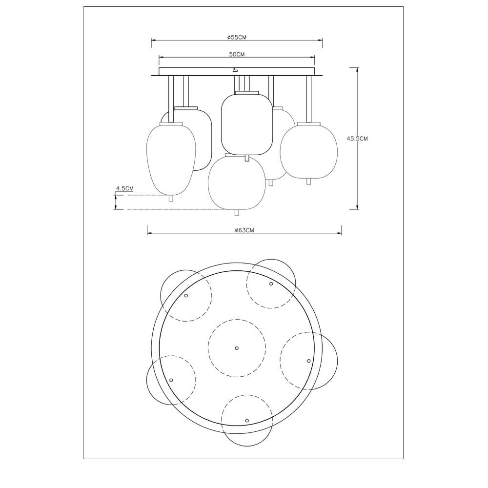 Plafonnier doré Blacky I 6 lumières Globo 9007371433490