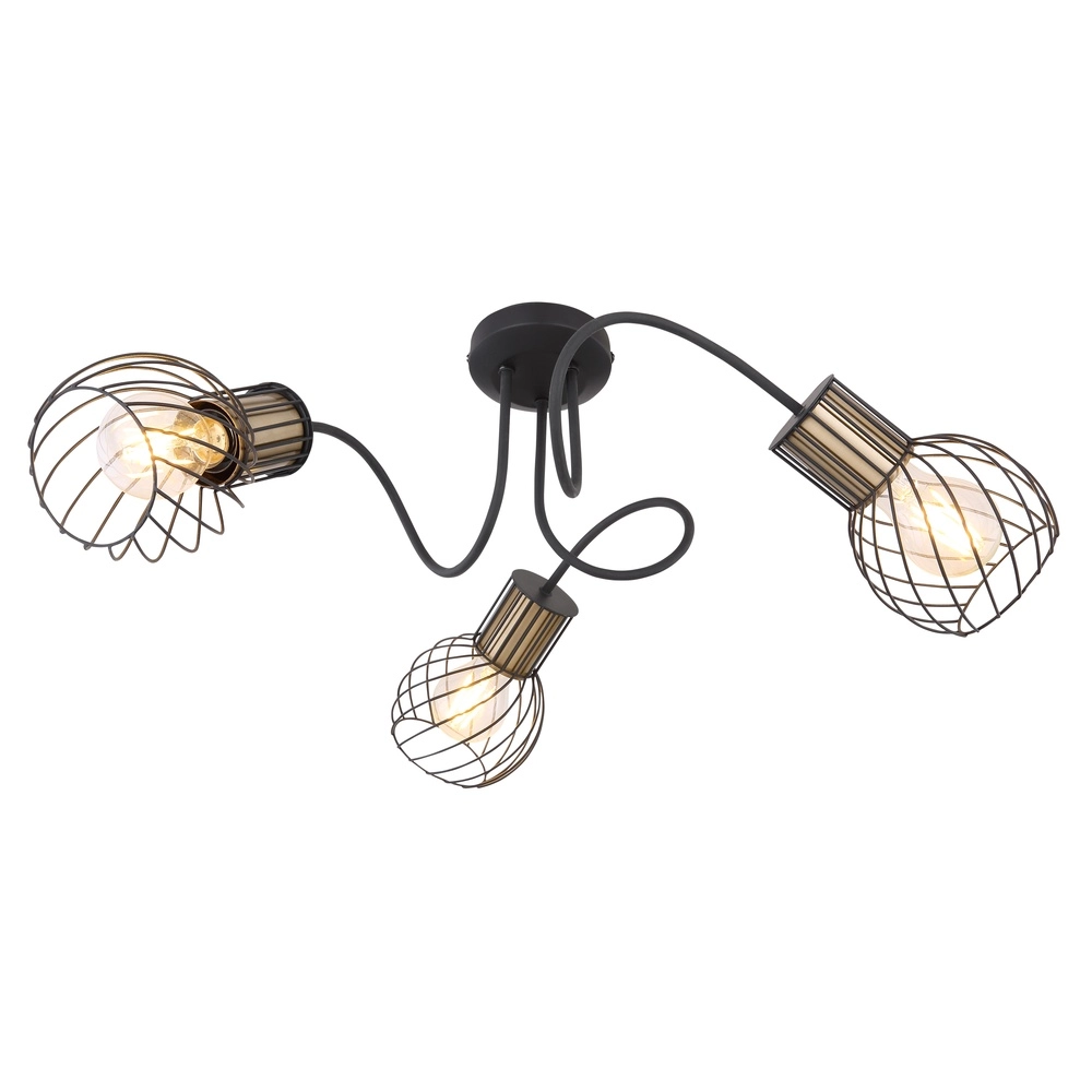 Lampe de plafond Argusto Noir à 3 lumières