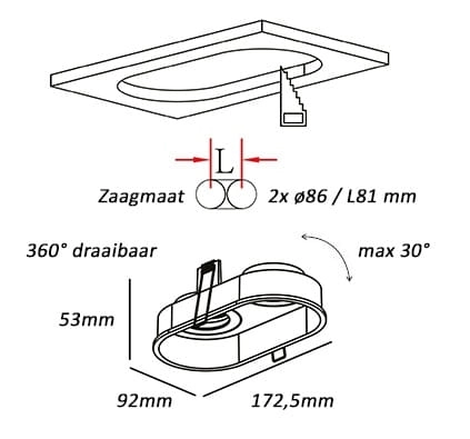 Spot double encastré Rex champagne Artdelight 8720701103535