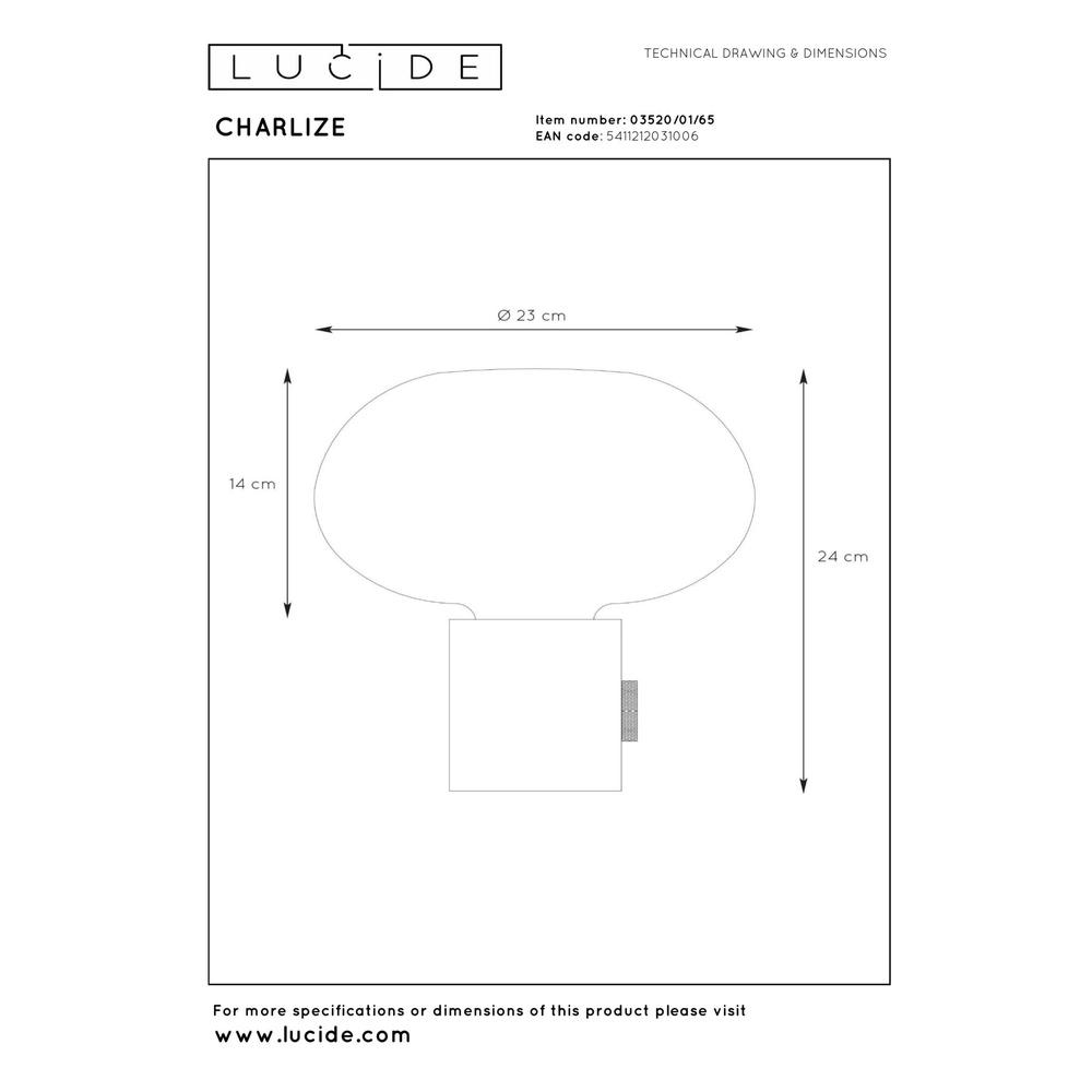 Lampe de table de conception Charlize Ø 23cm noir Lucide 5411212031006
