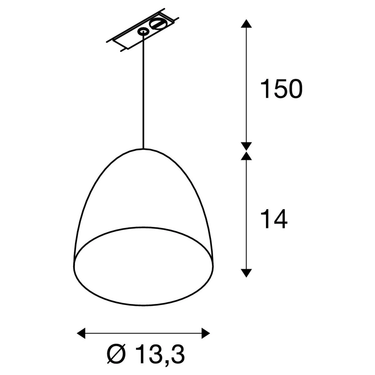 Lampe suspendue sur rail Para Cone 14 Blanc monophasé SLV 4024163148498