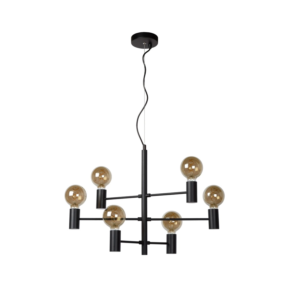 Lampe suspendue Leanne Noir à 6 lumières