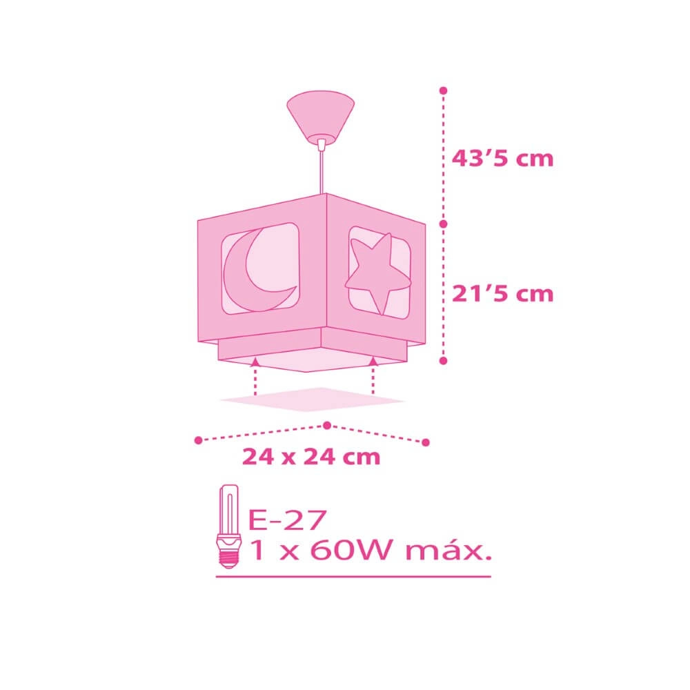 Lampe suspendue chambre d'enfant Moonlight rose Dalber 8420406800455