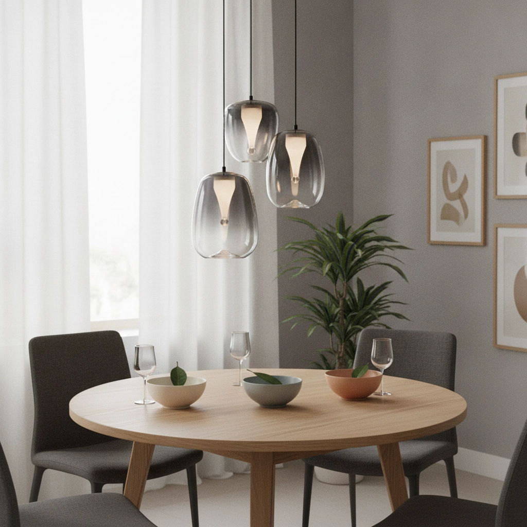 Suspension design Oblo Verre fumé à 5 lumières