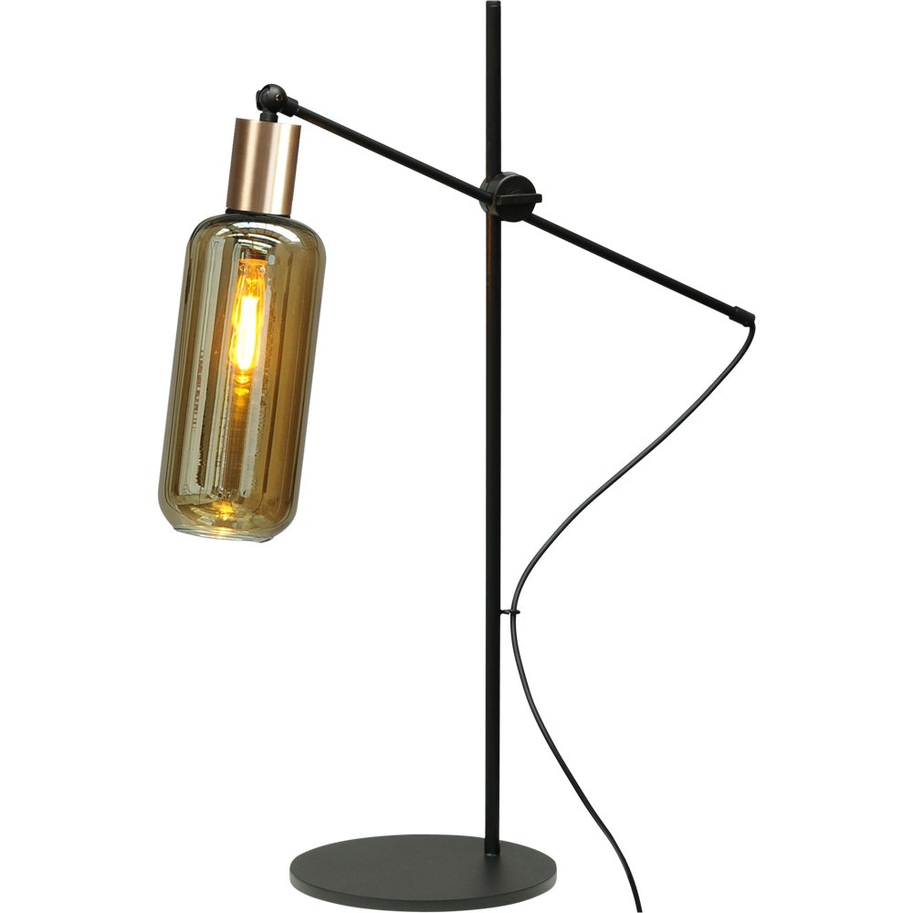 Lampe de table noire avec de l'or Bounty avec verre cylindrique