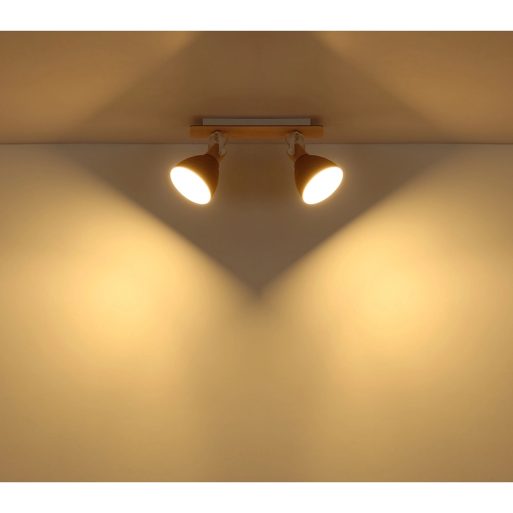 Lampe de plafond Lyndon Blanc 2 clairs avec rotin Globo 9007371583744