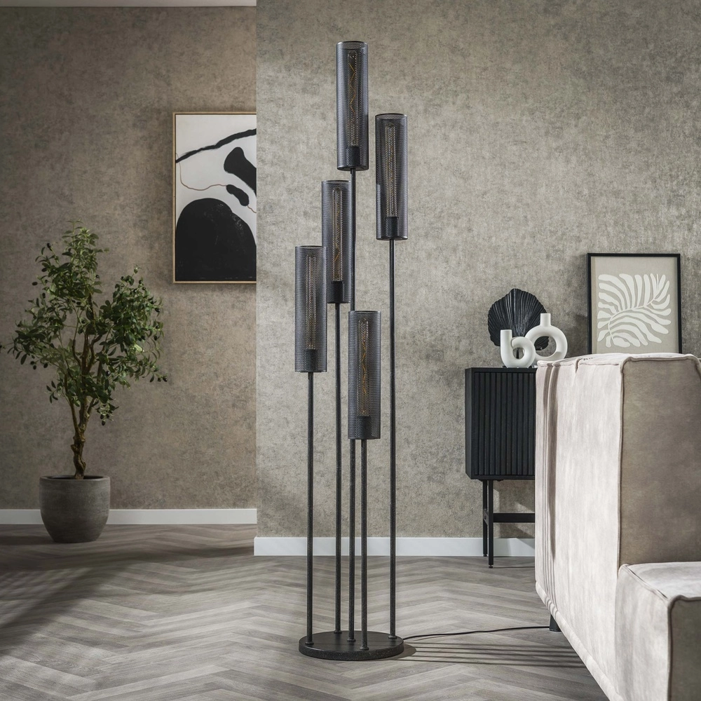 Lampe sur pied à tubes Tube 5-lumière - Noir arctique Lyora 8716803511538