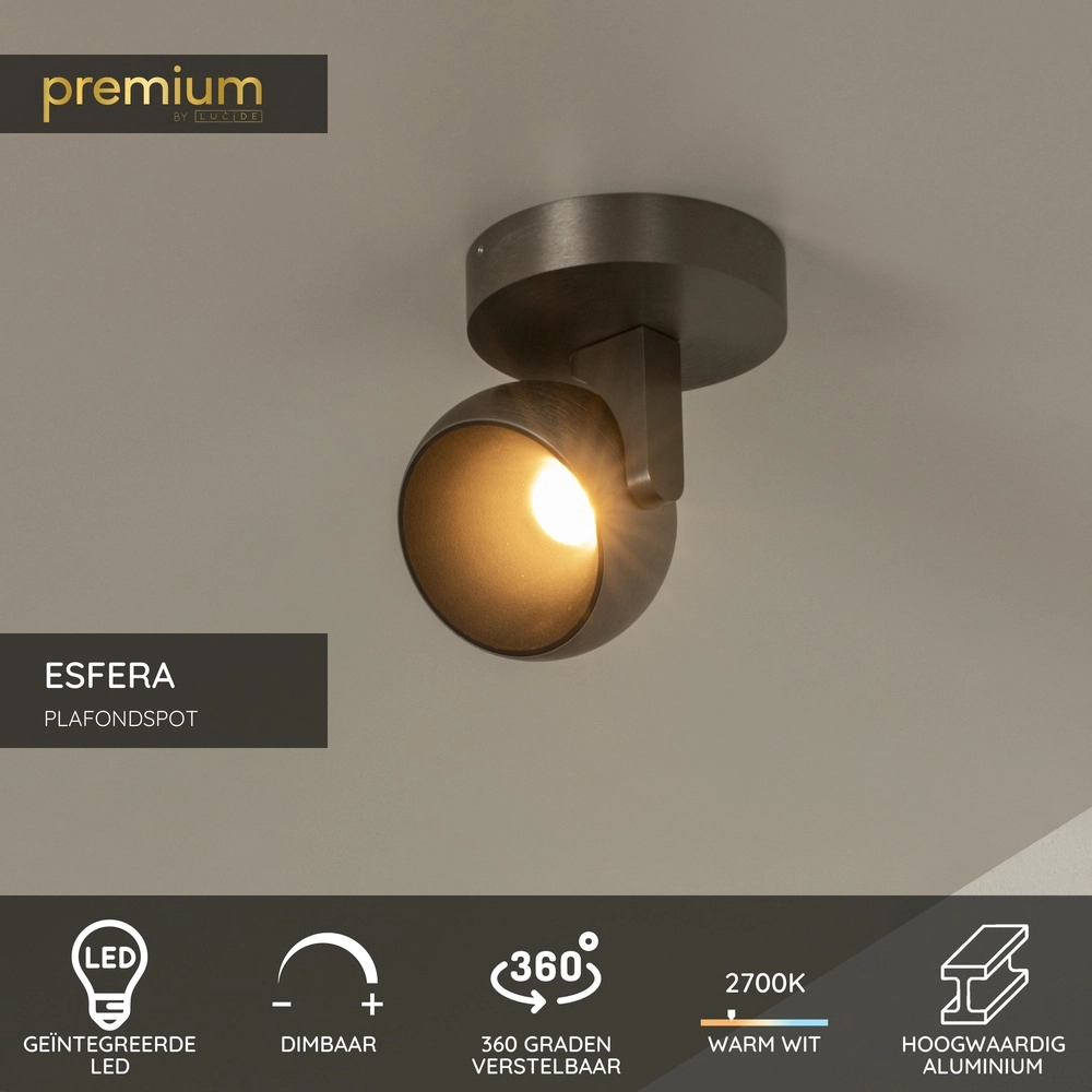 Lampe murale de conception Esfera Métal brossé Premium by Lucide 5411212234438