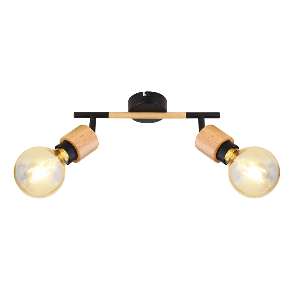 Lampe de plafond Jorna 2-noir clair avec bois Globo 9007371402281