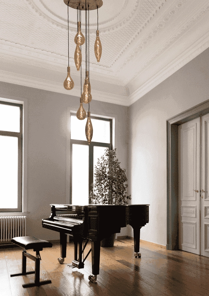 Lampe suspendue dorée Aton 8 lumières Masterlight 8718121188812