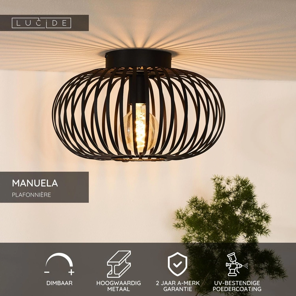Lampe de plafond Manuela Ø 39,5 cm noir Lucide 5411212782342