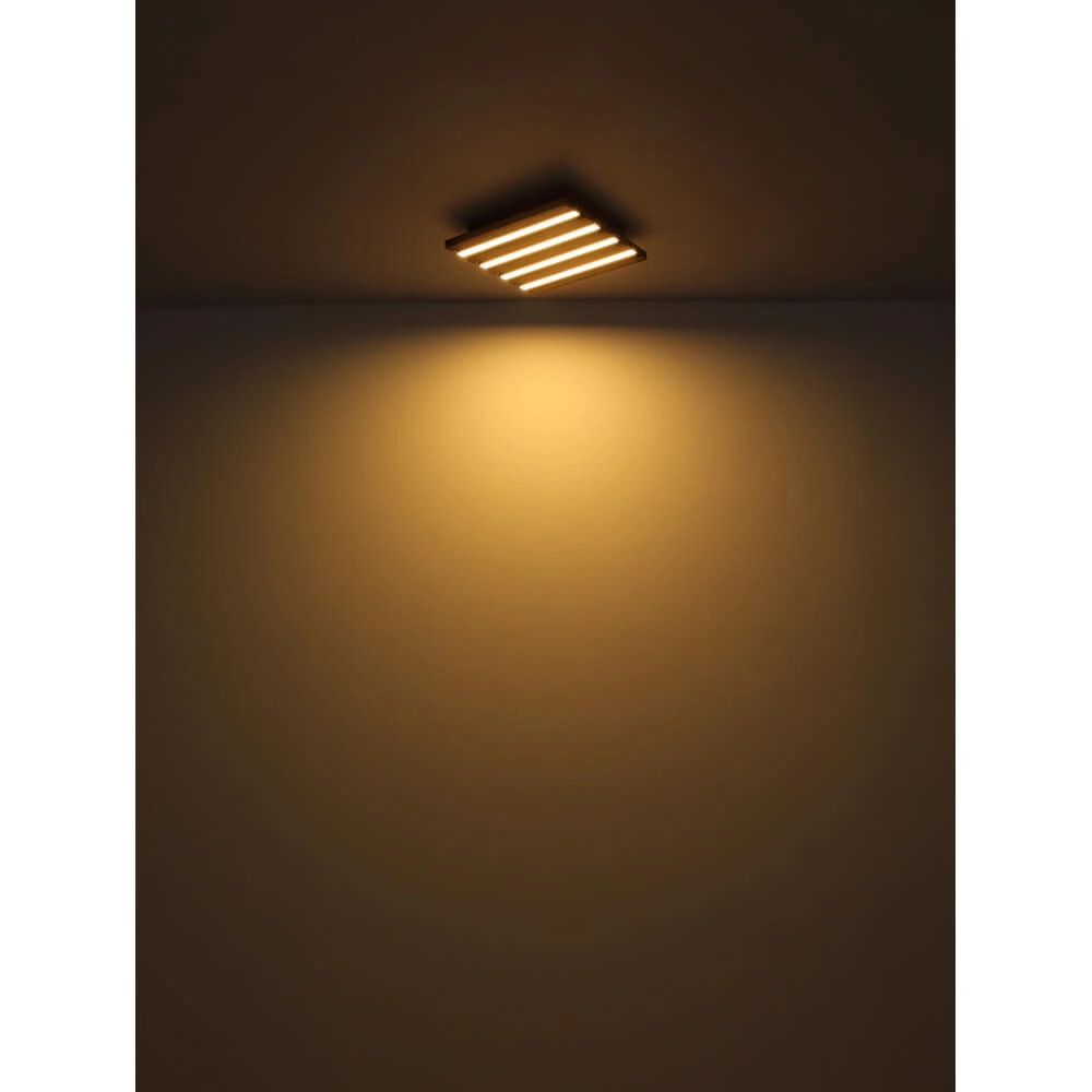 Plafonnier Hayden noir avec carré de bois 45cm Globo 9007371510641