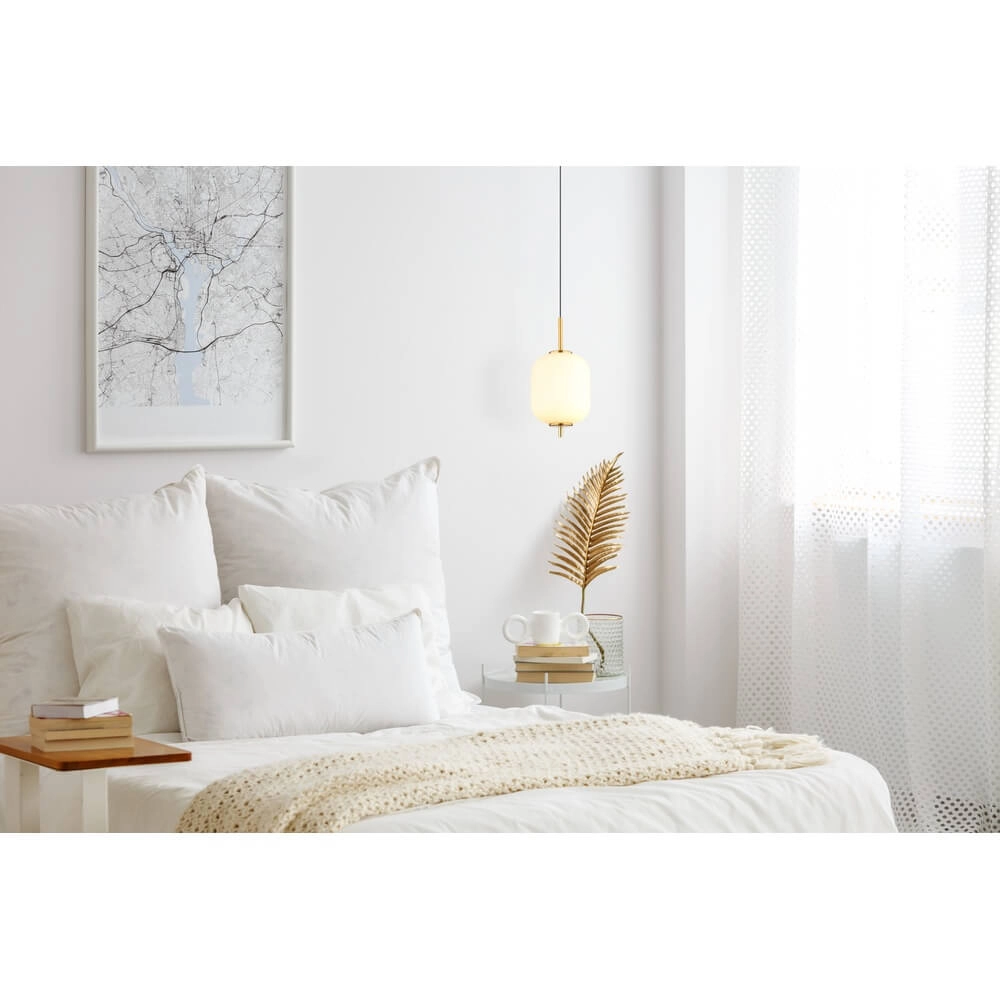 Suspension dorée Ewald verre blanc simple Ø 13,5cm Globo 9007371458578