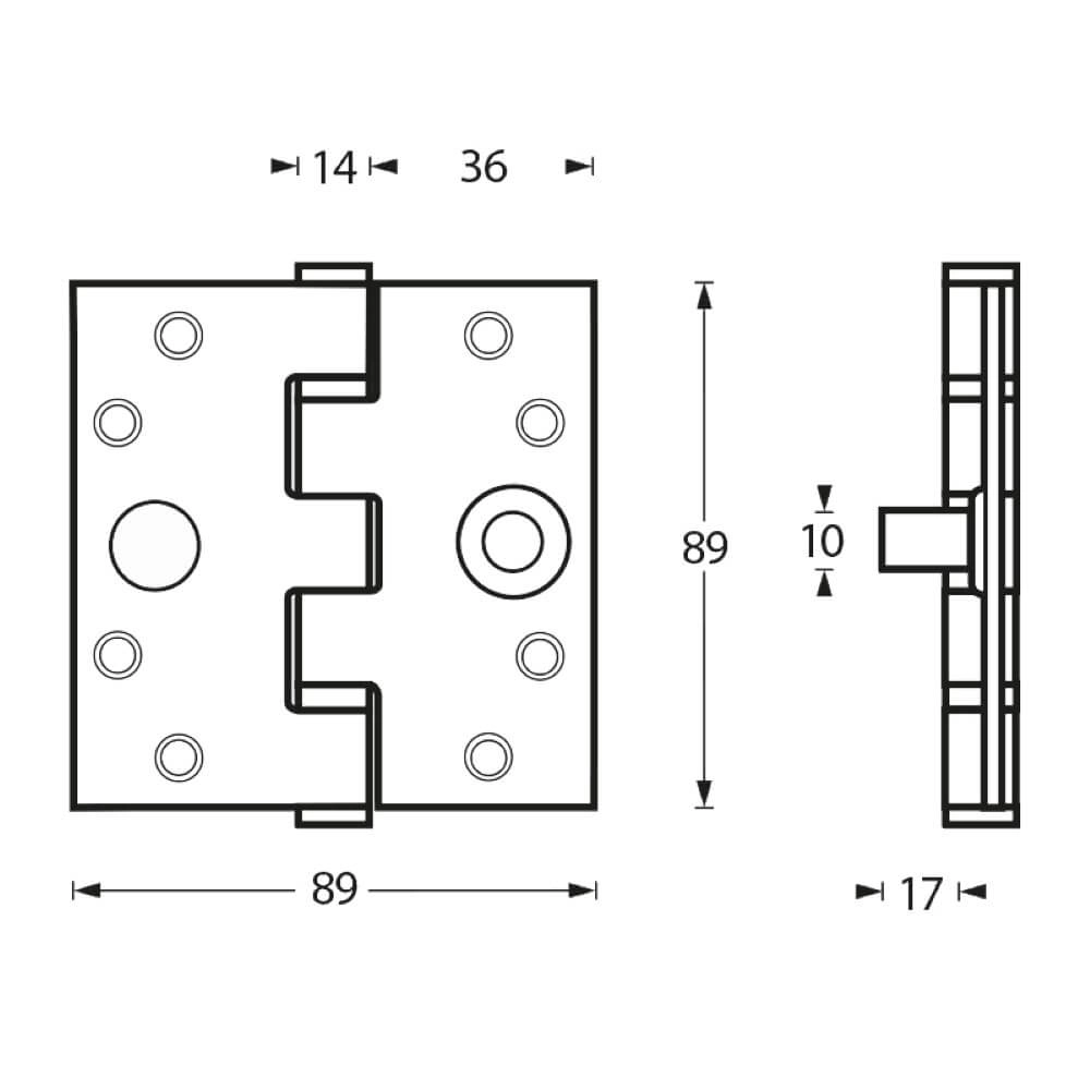 Charnière à roulement à billes Rotura Acier inoxydable droit jusqu’à 80 kg Intersteel 8714186112670