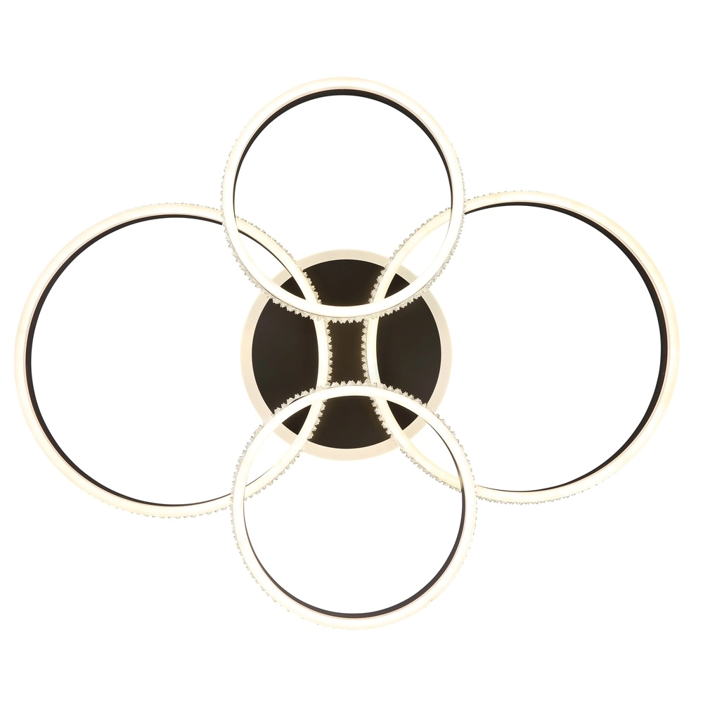 Lampe de plafond à design Grouni 4 anneaux en titane brossés Globo 9007371446001