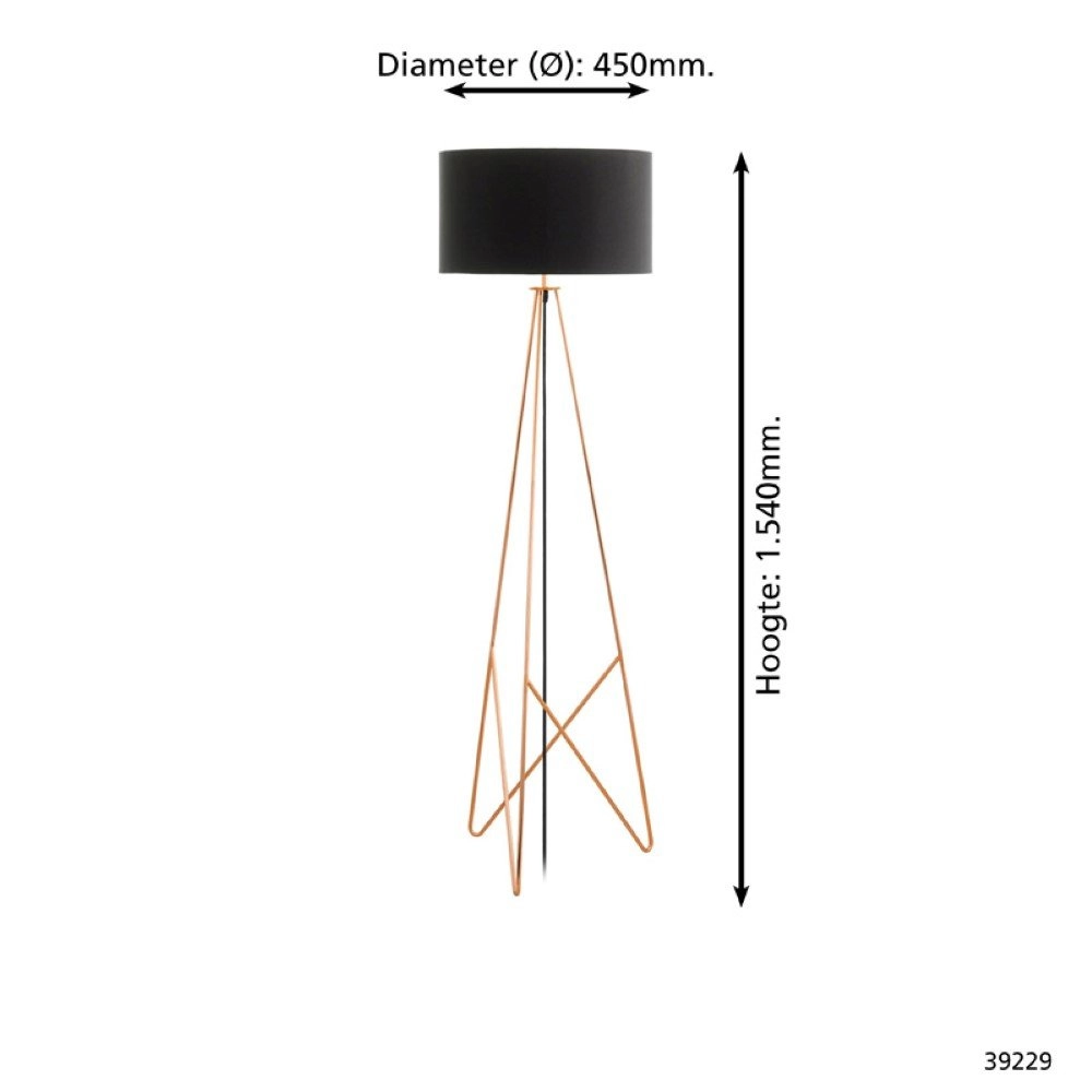 Lampadaire Camporale cuivre rouge avec abat-jour noir Stars of Light 9002759392291