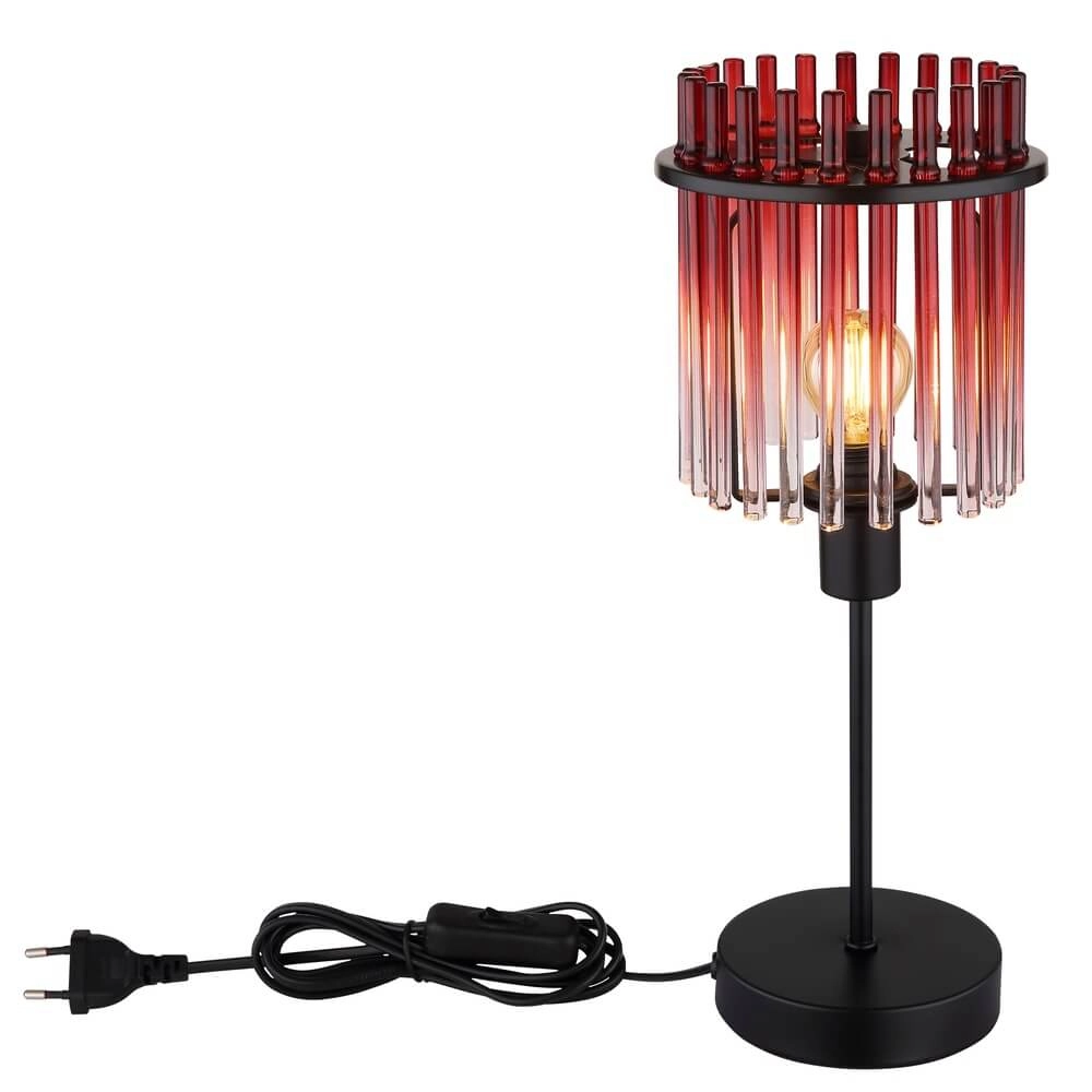 Lampe de table noire Gorley avec verre rouge Ø 15cm Globo 9007371471959