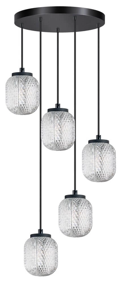 Suspension ronde Kristel 5 lumières noir Suspension ronde Kristel 5 lumières noir
