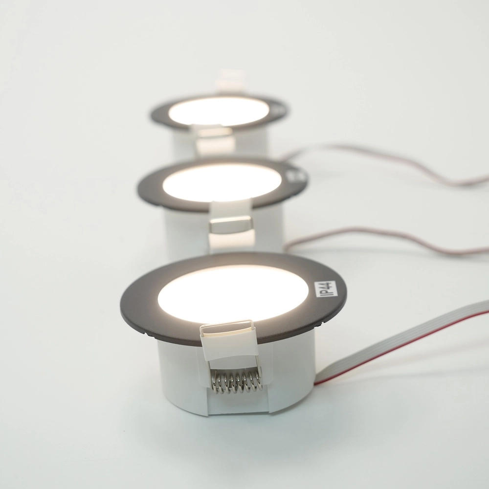 Projecteur encastré IP44 Fueva 6-Z Zigbee - noir - Ø 8,8 cm