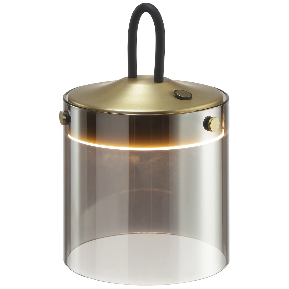 Lampe de table Lumeo laiton avec verre fumé Ø 13cm