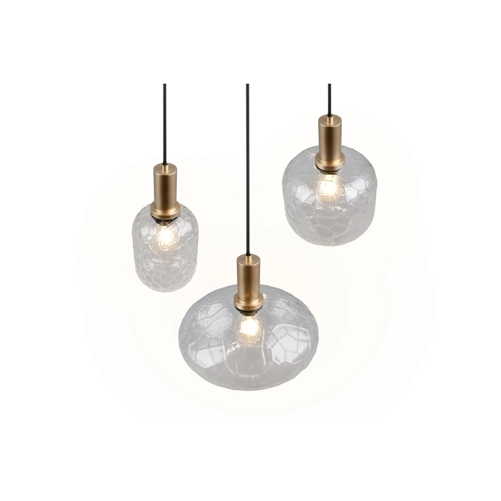 Lampe pendante à 3 lampes Emelie Or avec verre fumé Trio 4017807702552