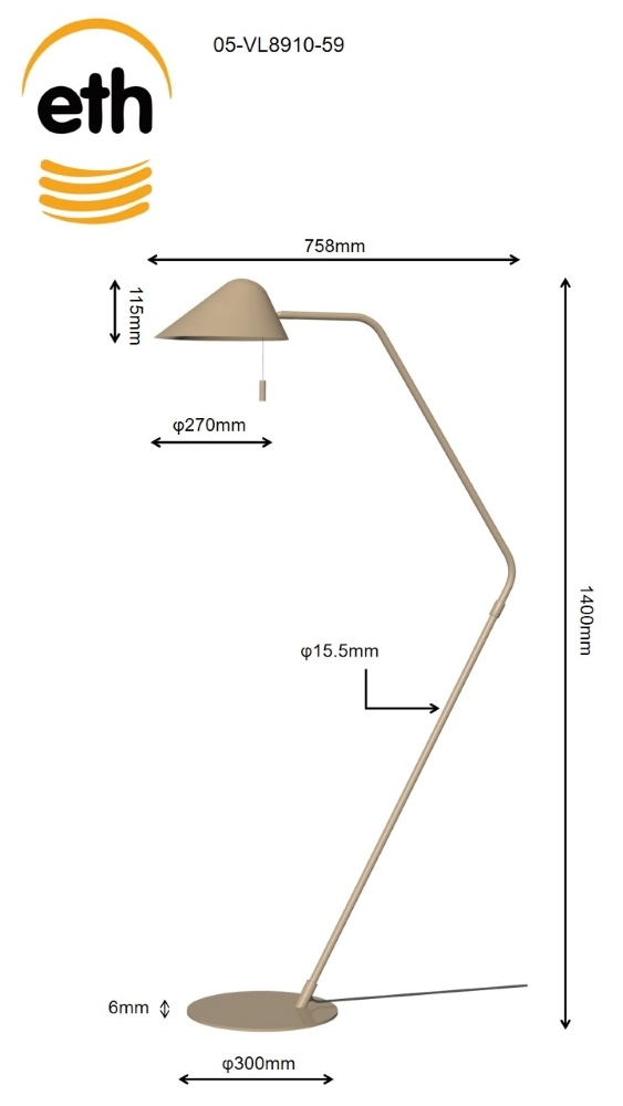 Lampadaire de conception Lotte Sable ETH 8720195310372