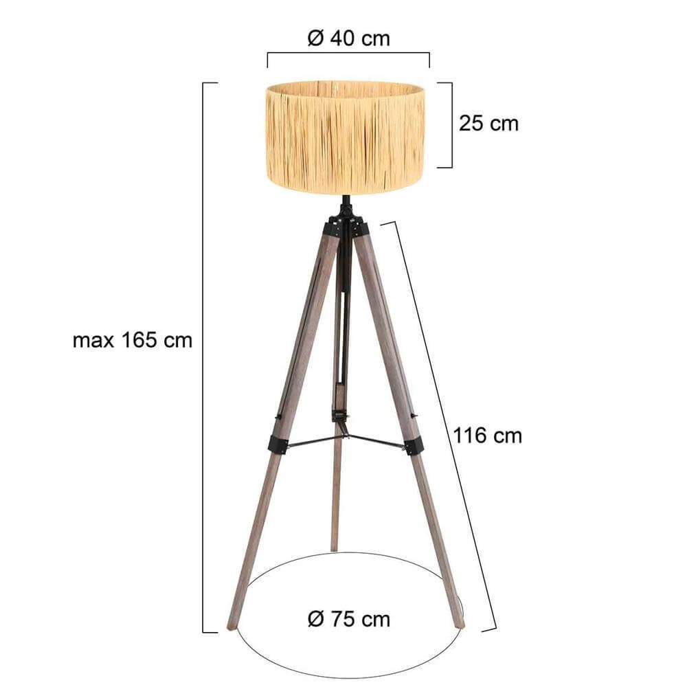 Lampadaire trépied Triek avec capuche couleur paille Steinhauer 8712746176117